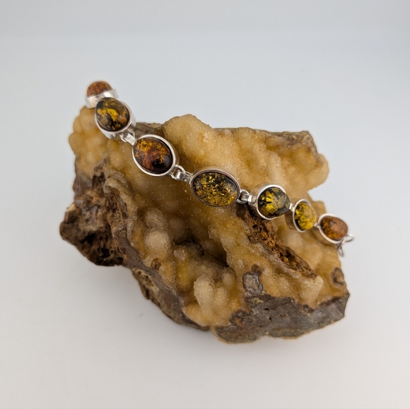 Sterling Jewelry - Sterling Silver and Ambroid Chain Bracelet